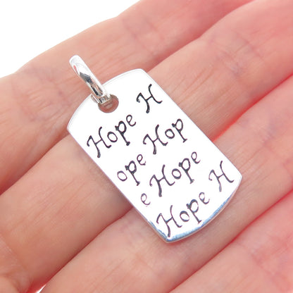 MWS Mark Wasserman Samara 925 Sterling Silver Vintage Hope Dog Tag Pendant