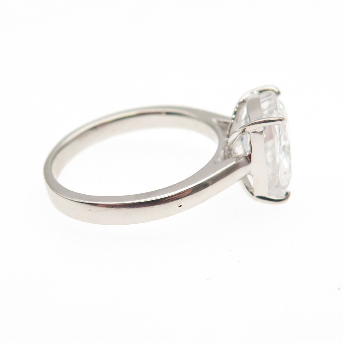 DSMK 925 Sterling Silver Radiant-Cut C Z Engagement Ring Size 6