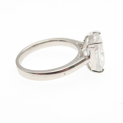 DSMK 925 Sterling Silver Radiant-Cut C Z Engagement Ring Size 6