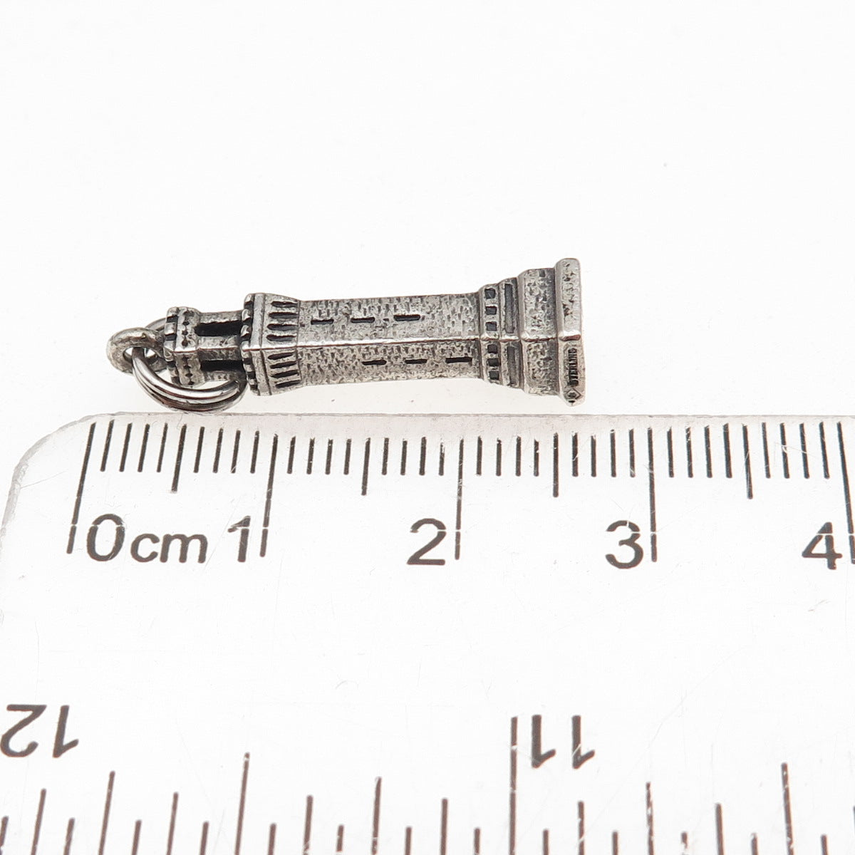 Bates & Klinke 925 Sterling Silver Vintage Pilgrim Monument 3D Charm Pendant