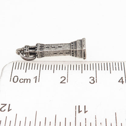 Bates & Klinke 925 Sterling Silver Vintage Pilgrim Monument 3D Charm Pendant