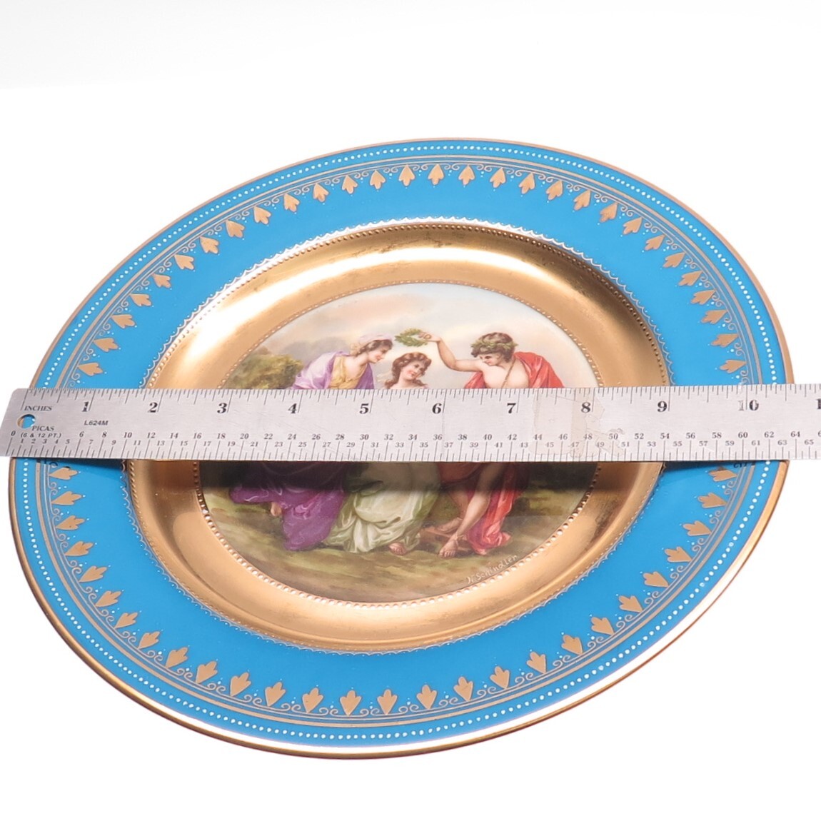 N. SCHINDLER ROYAL VIENNA Antique "The Decoration" Hand Painted Porcelain Plate