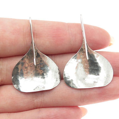 PEARCE 925 Sterling Silver Vintage Modernist Petal Hammered Earrings