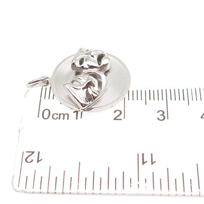 925 Sterling Silver Vintage Comedy & Tragedy Masks Charm Pendant