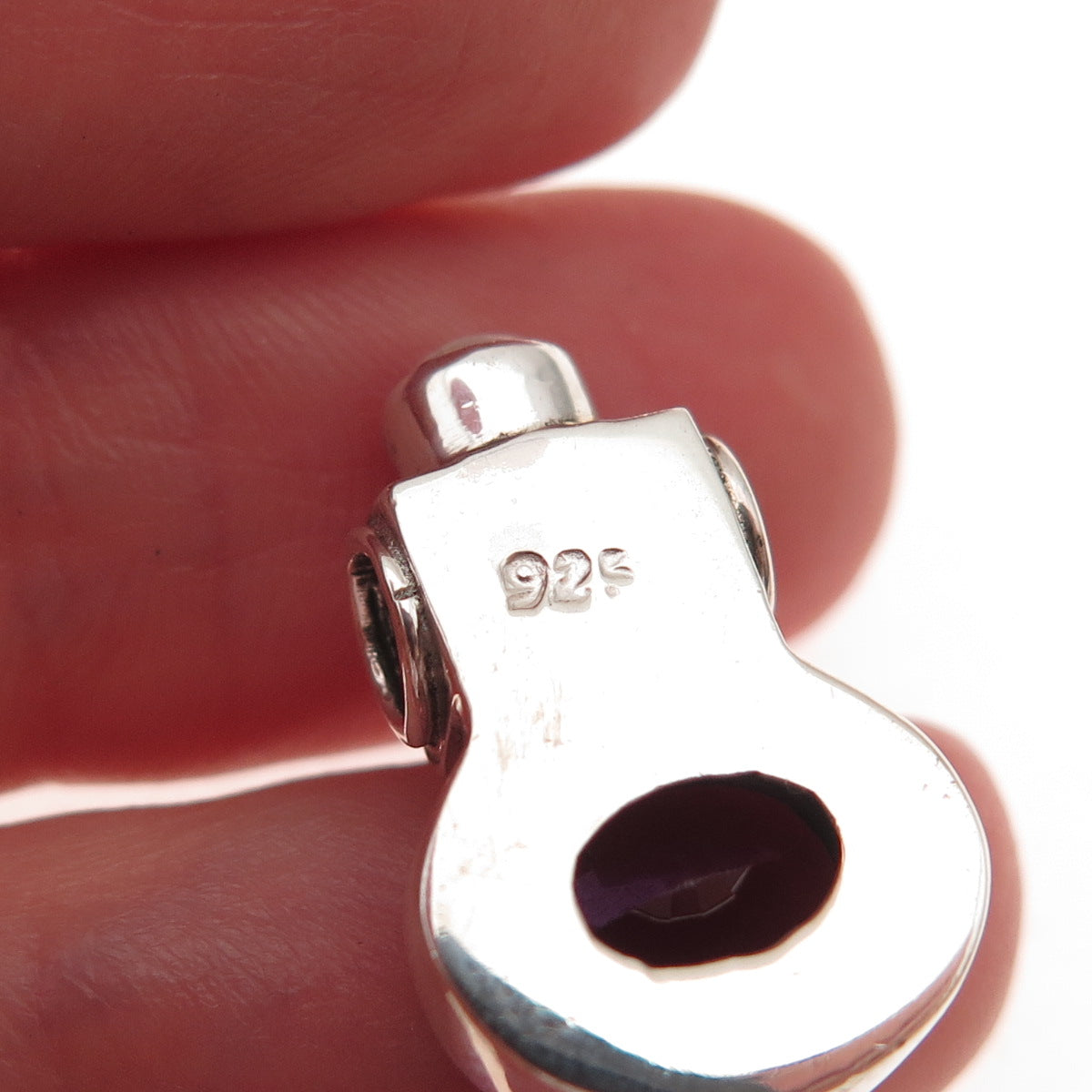925 Sterling Vintage Real Amethyst Blue Topaz & Pearl Modernist Slide Pendant