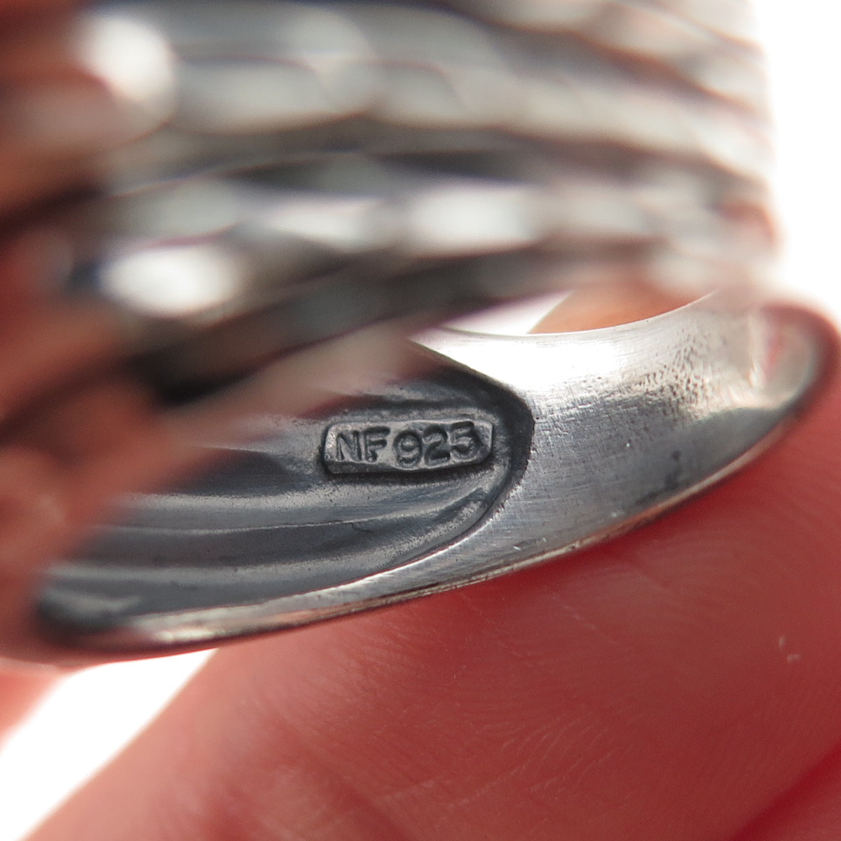 Chapal Zenray 925 Sterling Silver Vintage Modernist Ribbed Oxidized Ring Size 7