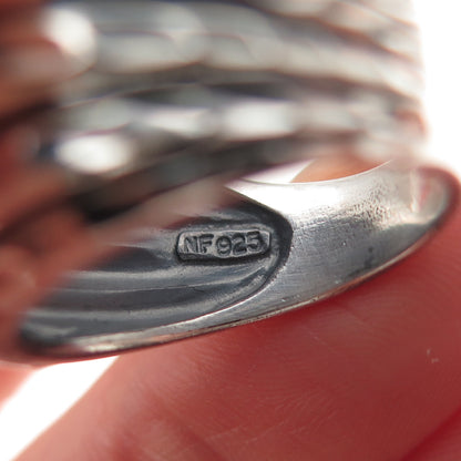 Chapal Zenray 925 Sterling Silver Vintage Modernist Ribbed Oxidized Ring Size 7