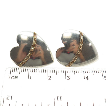 HANIBAL 925 Sterling Silver Gold Filled Vintage Heart Earrings