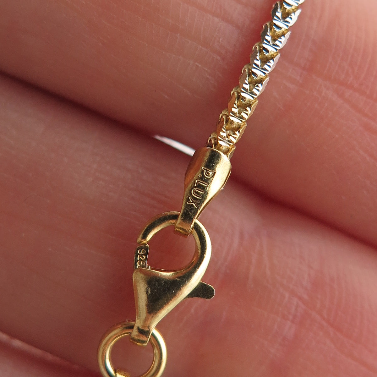 P. Lux 925 Sterling Silver Gold Plated Italy Franco Chain Necklace 18"