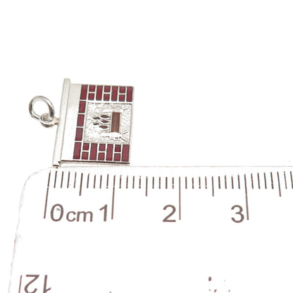 Danecraft Sterling Silver Antique Art Deco Enamel Fireplace Mini Charm Pendant