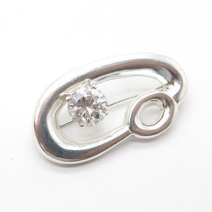 925 Sterling Silver Vintage Mexico C Z Modernist Pin Brooch