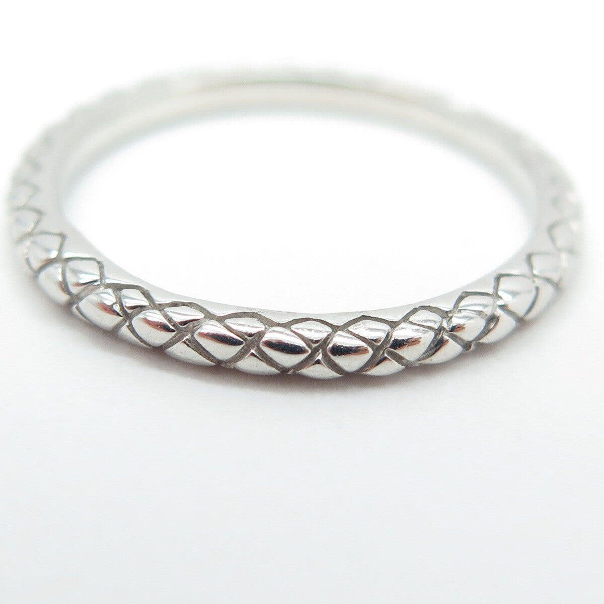 925 Sterling Silver Wicker Band Ring Size 7