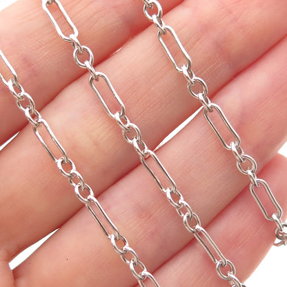925 Sterling Silver Vintage Paperclip Figaro Chain Necklace 20"
