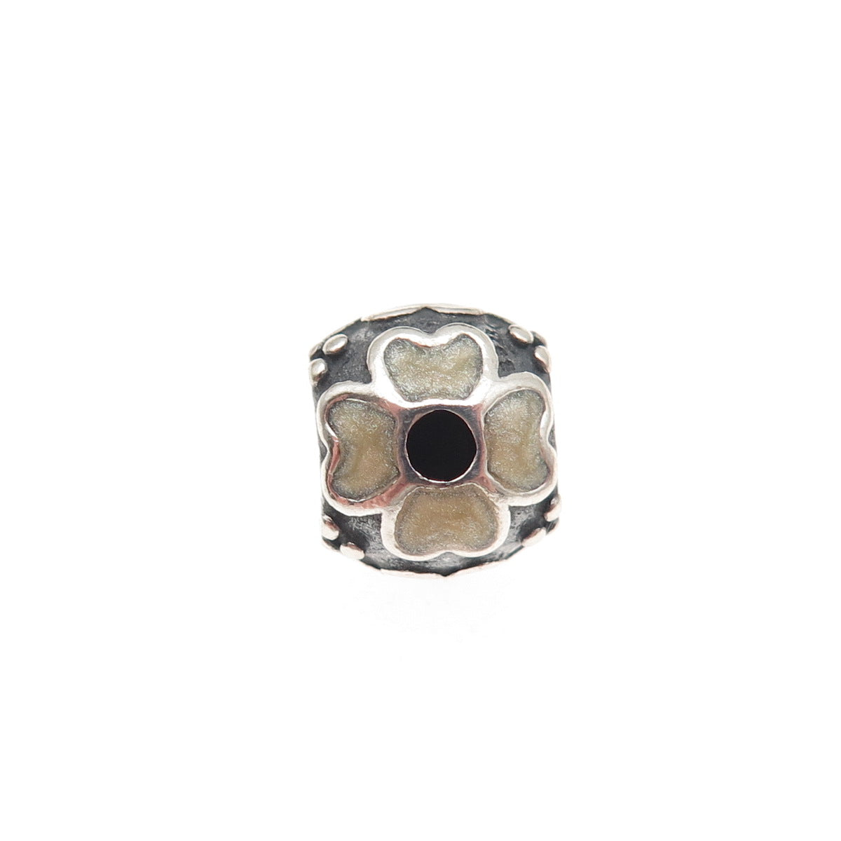 Pandora 925 Sterling Silver Enamel Flower Slide Bead Charm
