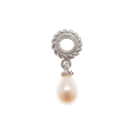 JUDITH RIPKA 925 Sterling Silver Real Pearl Slide Dangle Charm