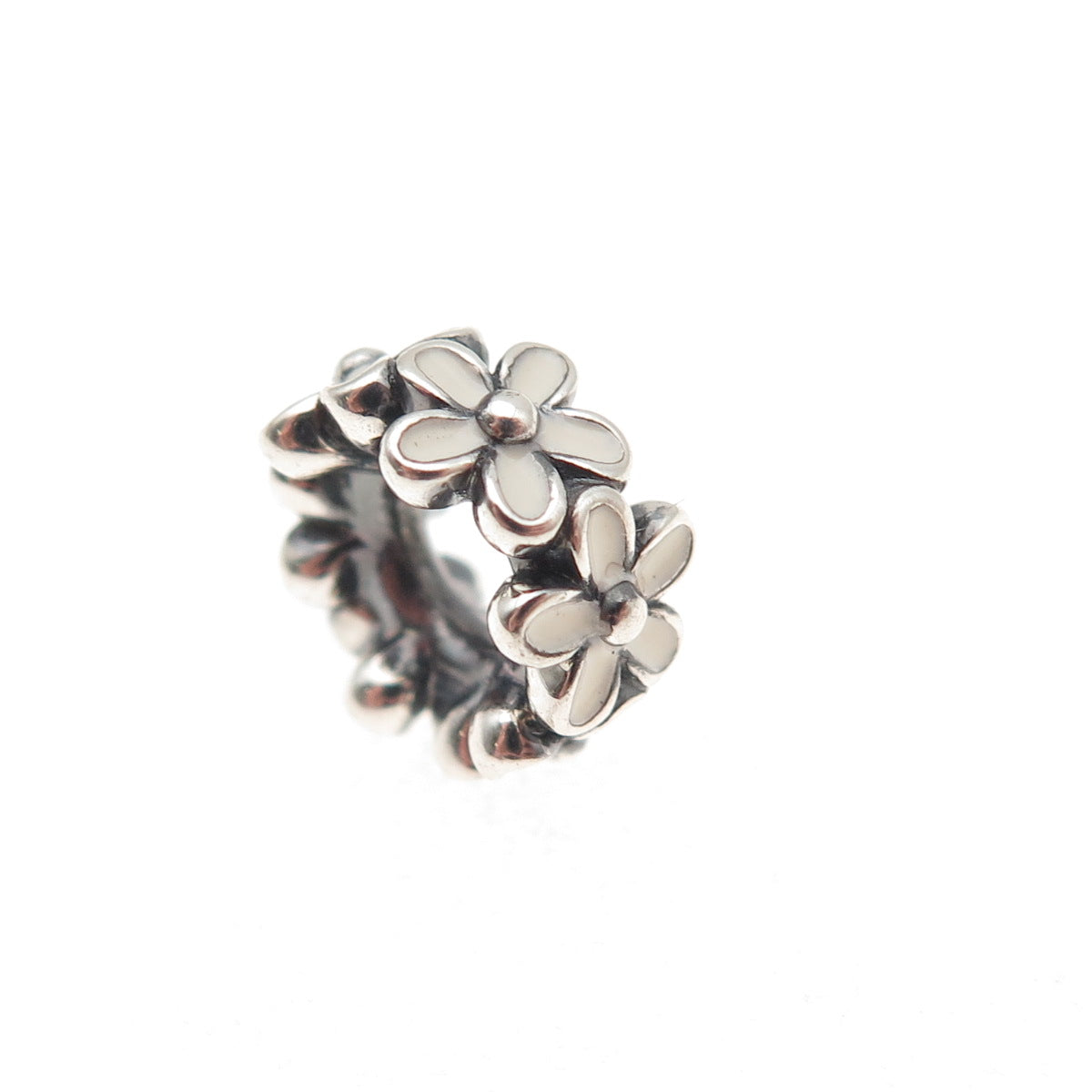 Pandora 925 Sterling Silver Enamel Darling Daisies Slide Spacer Charm