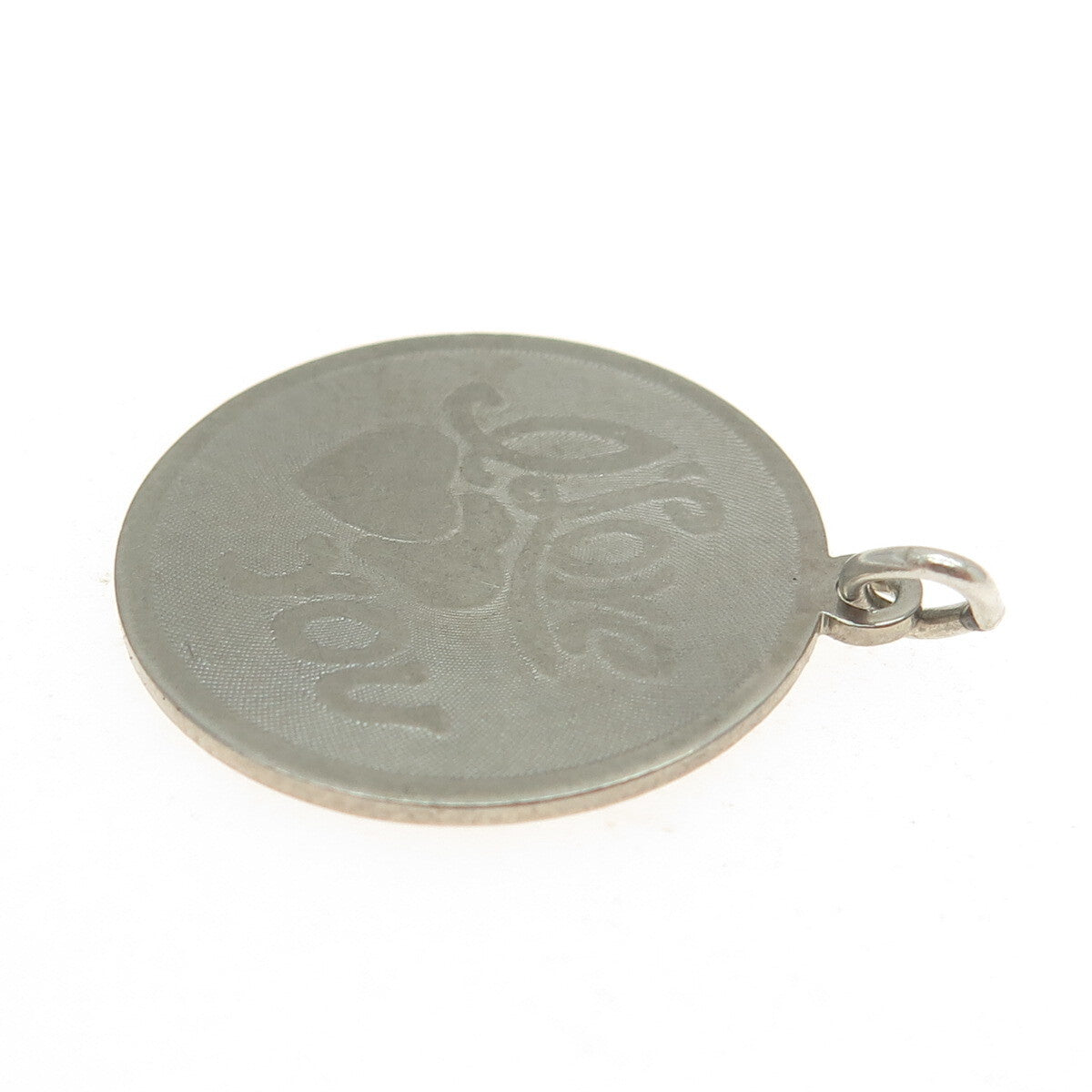 DANECRAFT 925 Sterling Silver Vintage "I Love You" Round Pendant