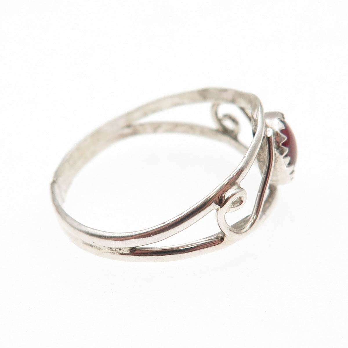 925 Sterling Silver Vintage Real Red Garnet Swirl Ring Size 10.25