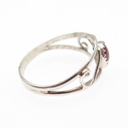 925 Sterling Silver Vintage Real Red Garnet Swirl Ring Size 10.25