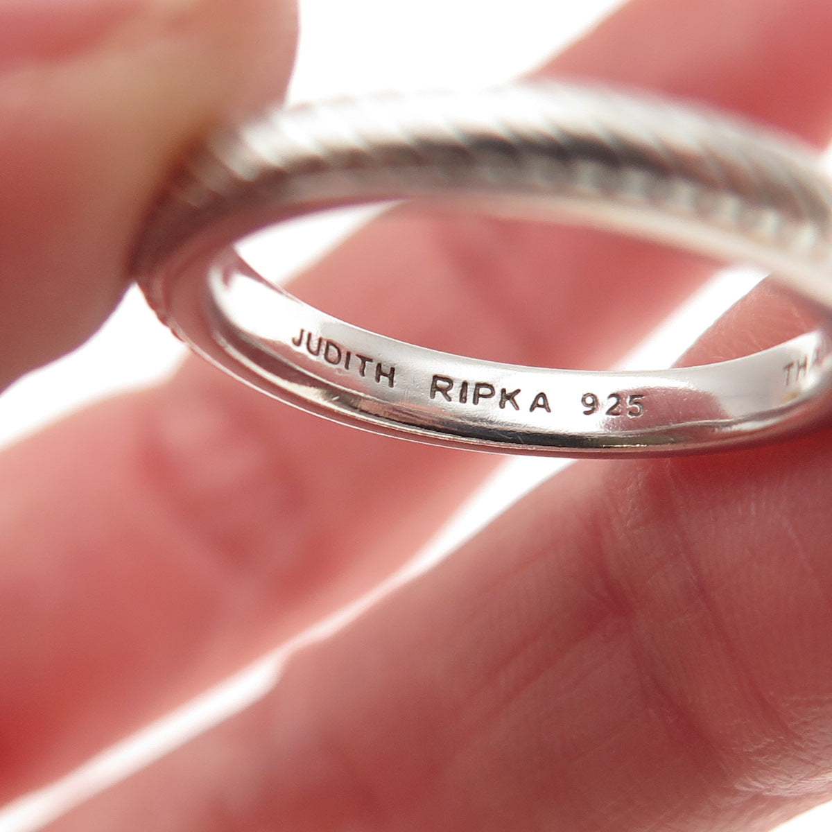 Judith Ripka 925 Sterling Silver Vintage Ribbed Stackable Band Ring Size 7