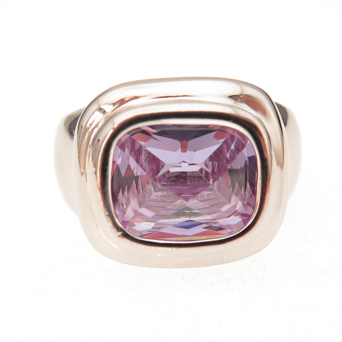 925 Sterling Silver Cushion-Cut Lavender C Z Ring Size 5.5
