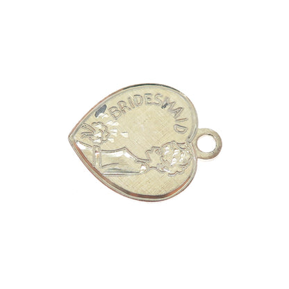 CREED 925 Sterling Silver Vintage Engraved Bridesmaid Heart Charm Pendant