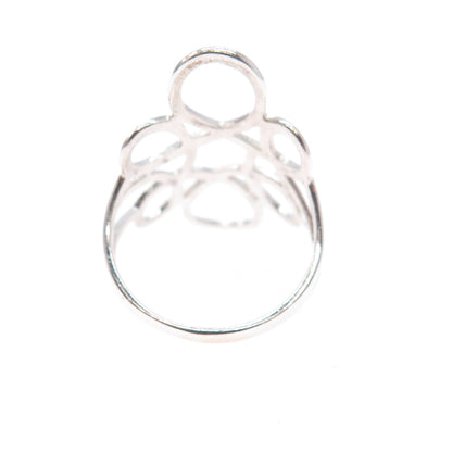 925 Sterling Silver Vintage Modernist Flower Ring Size 6.5