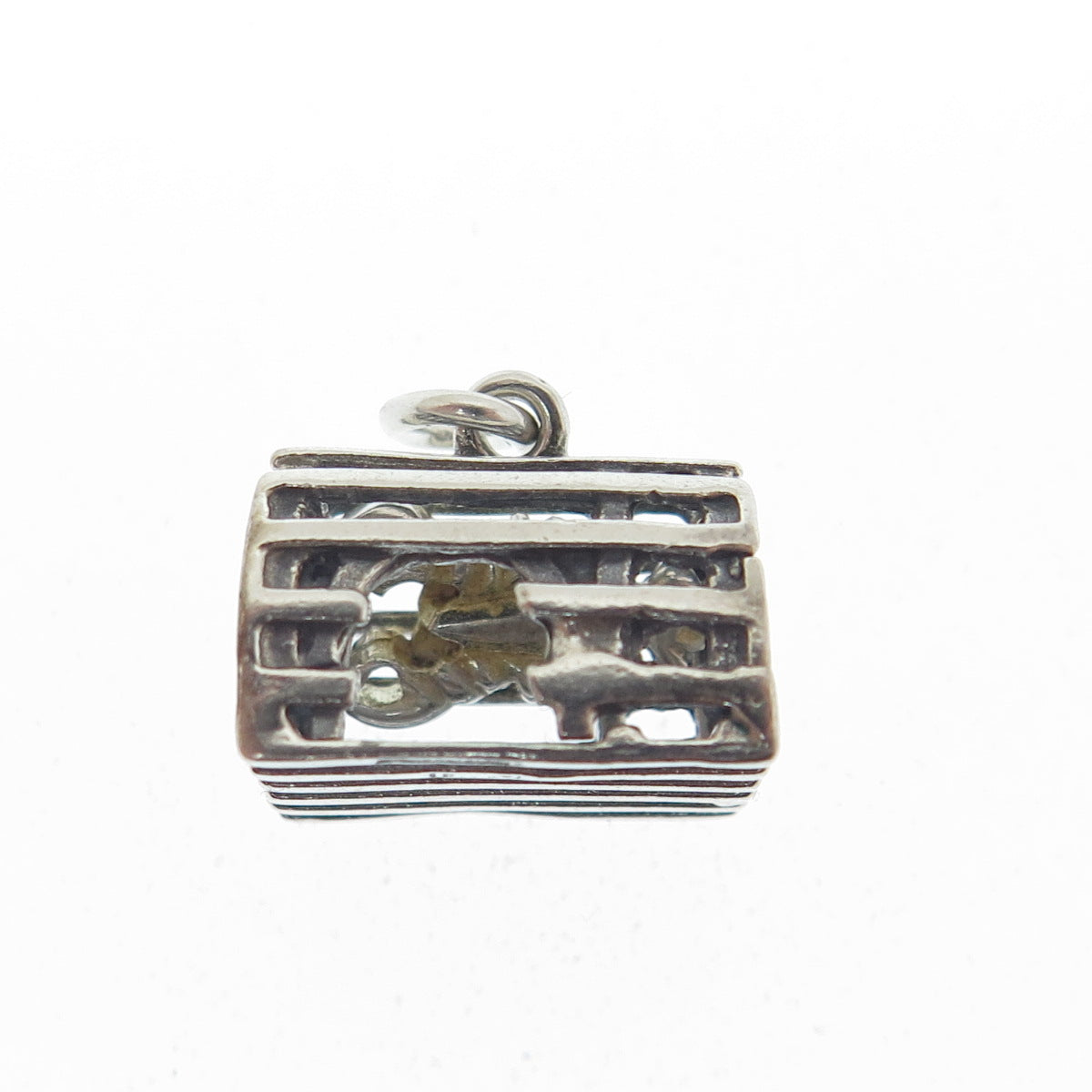 925 Sterling Silver Vintage Lobster Cage Minimalist Charm Pendant