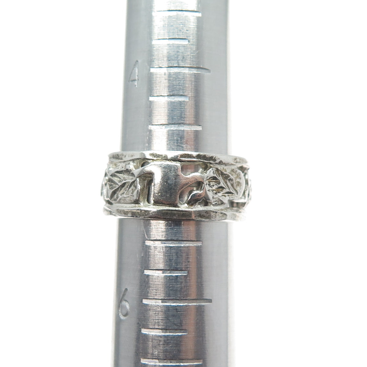 925 Sterling Silver Vintage Flower Blossom Band Ring Size 5.25