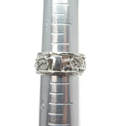 925 Sterling Silver Vintage Flower Blossom Band Ring Size 5.25