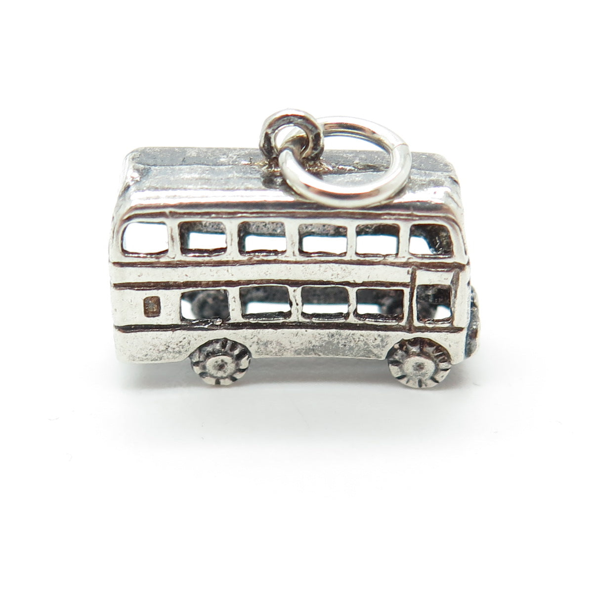 925 Sterling Silver Vintage Double-Decker Bus 3D Charm Pendant