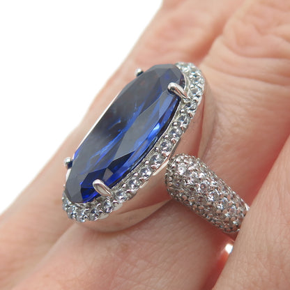 CHARLES WINSTON FOR BELLA LUCE 925 Sterling Silver Blue & Whit C Z Ring Size 8.5