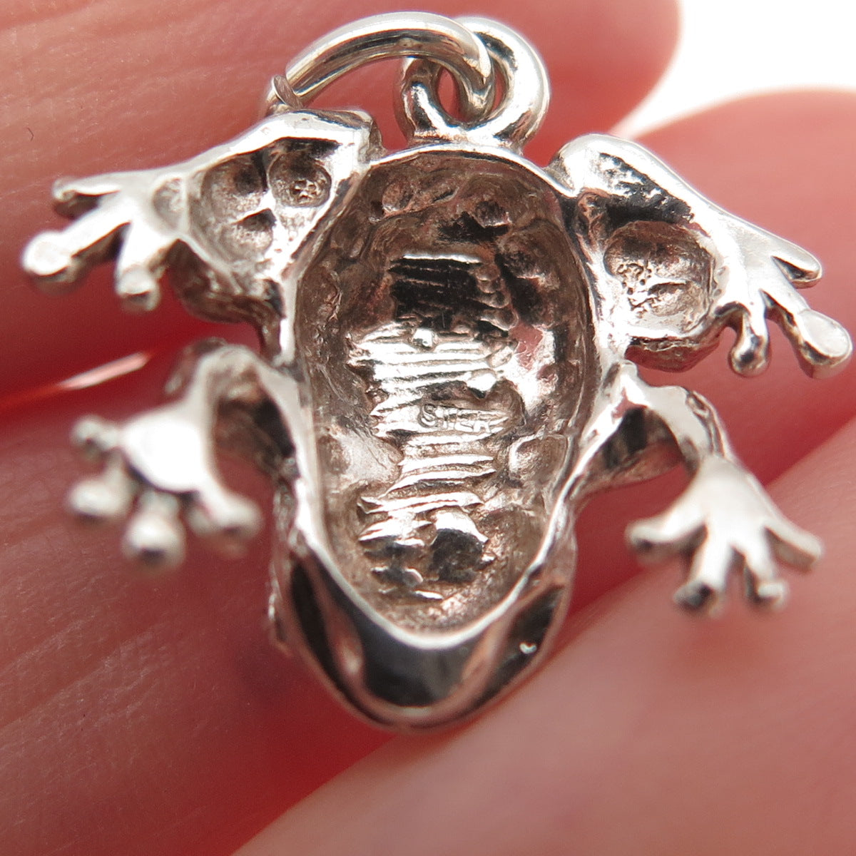 925 Sterling Silver Vintage Frog Good Luck 3D Charm Pendant