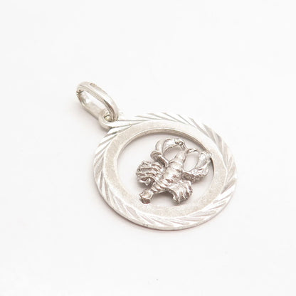 925 Sterling Silver Vintage Cancer Zodiac Sign Pendant