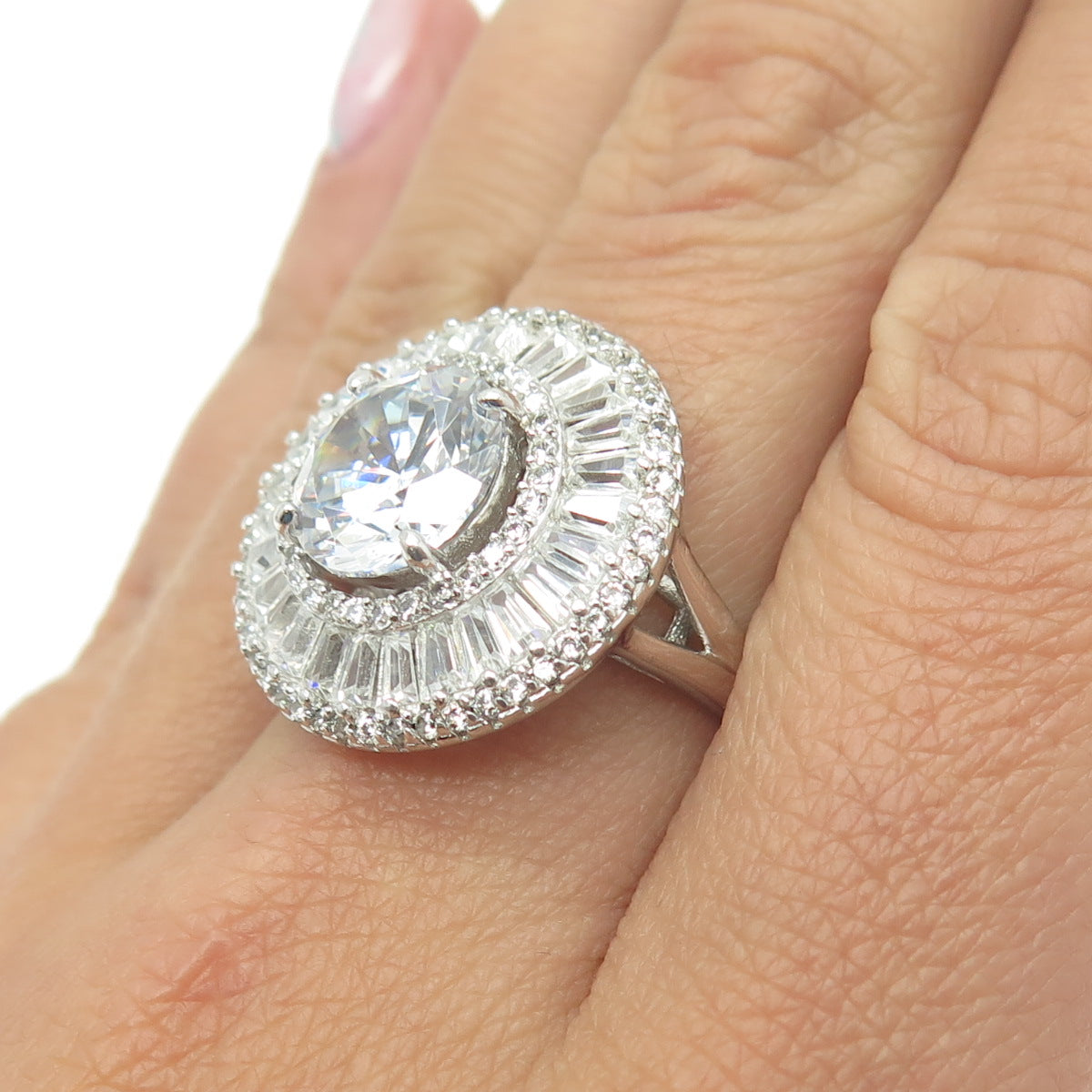 925 Sterling Silver Multi-C Z Ring Size 7.5