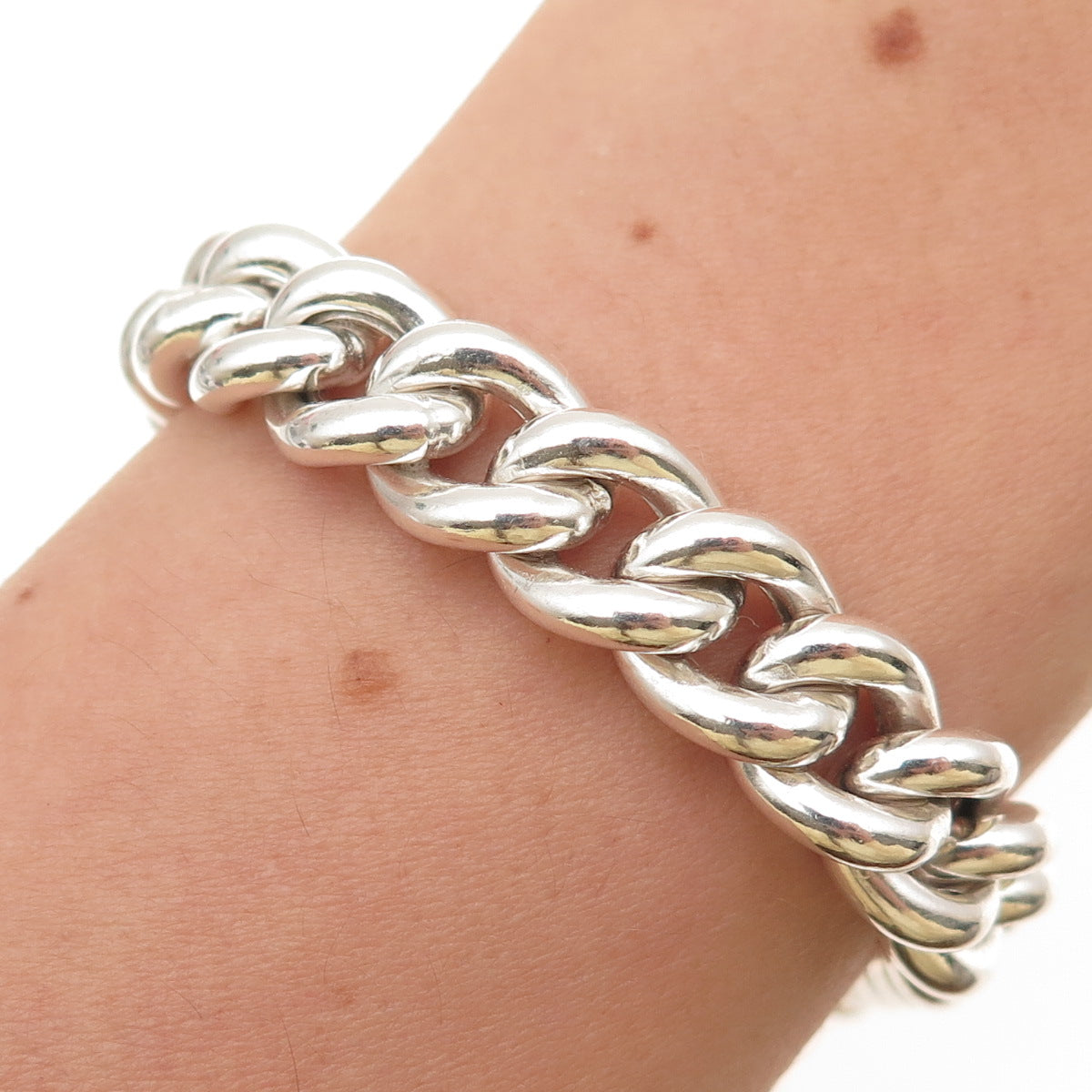 JCM Jacmel Mauritius 925 Sterling Silver Vintage Italy Cuban Link Bracelet 8"