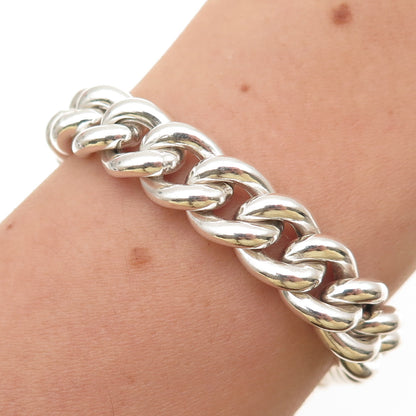 JCM Jacmel Mauritius 925 Sterling Silver Vintage Italy Cuban Link Bracelet 8"