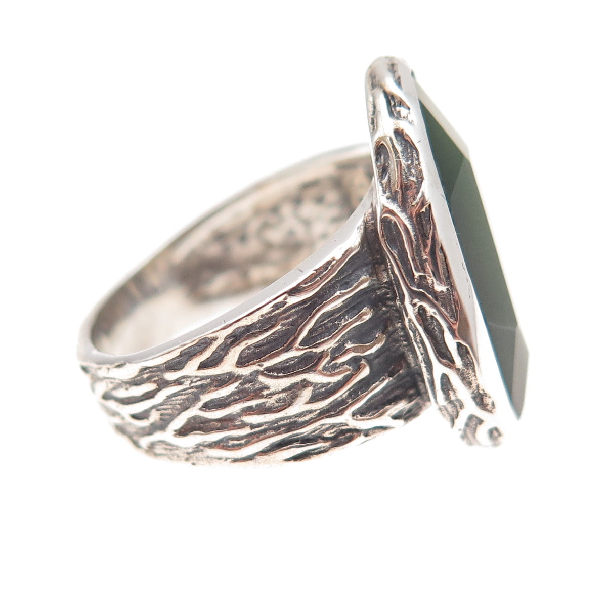 Silpada 925 Sterling Silver Vintage Olive Green Glass Oxidized Ring Size 8.25
