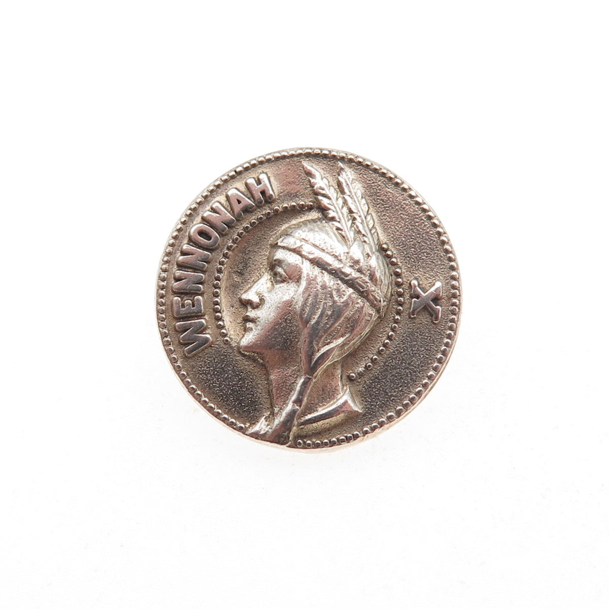 MAC NY 925 Sterling Silver Antique Art Deco Wennonah Indian Head Pin Brooch