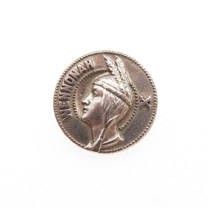 MAC NY 925 Sterling Silver Antique Art Deco Wennonah Indian Head Pin Brooch
