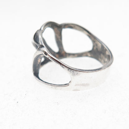 925 Sterling Silver Vintage Modernist Oxidized Ring Size 6.25