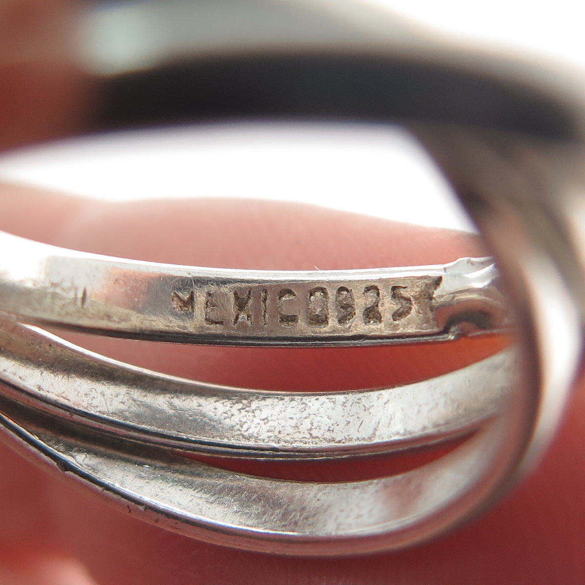 925 Sterling Silver Vintage Mexico Triple Interlocked Band Ring Size 4.75