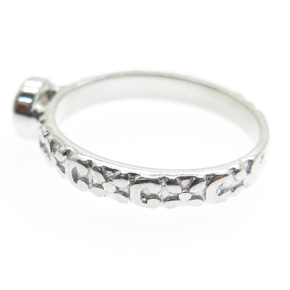 925 Sterling Silver Real Checkered Smoky Quartz Letter "C" Floral Ring Size 7.75