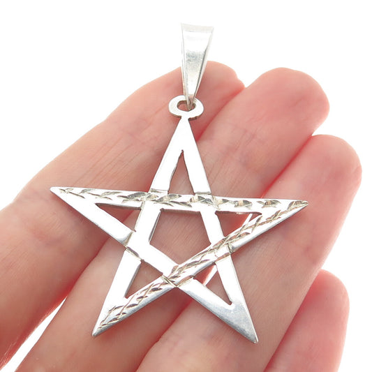 925 Sterling Silver Vintage Pentagram Star Minimalist Pendant