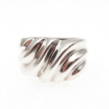 Chapal Zenray 925 Sterling Silver Vintage Modernist Ribbed Ring Size 7.25