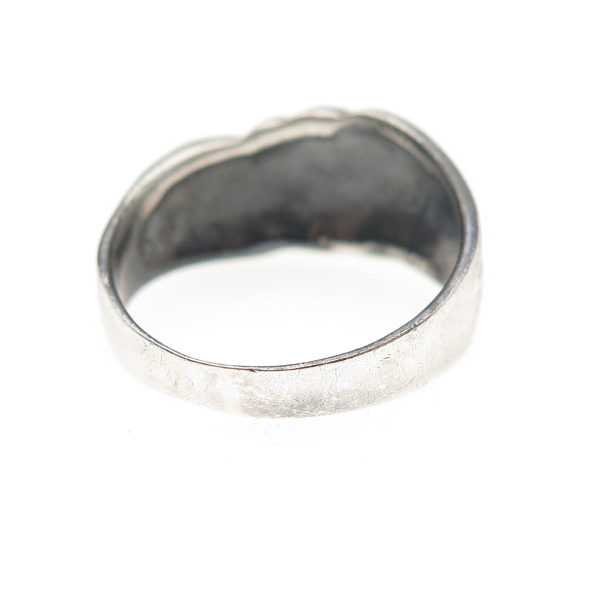 Boma 925 Sterling Silver Vintage Modernist Ribbed Oxidized Ring Size 7