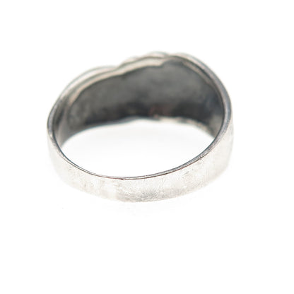 Boma 925 Sterling Silver Vintage Modernist Ribbed Oxidized Ring Size 7