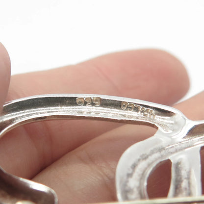 925 Sterling Silver Vintage Mexico Triple Heart Pin Brooch