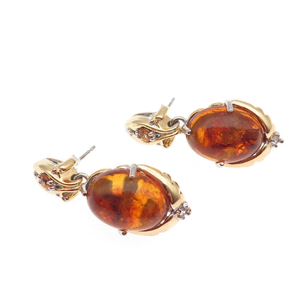Michael Valitutti Gems En Vogue 925 Sterling 2-Tone Amber Citrine Topaz Earrings