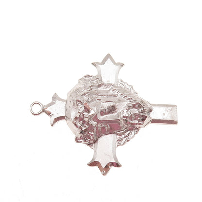 925 Sterling Silver Vintage Jesus Cross Religious Charm Pendant
